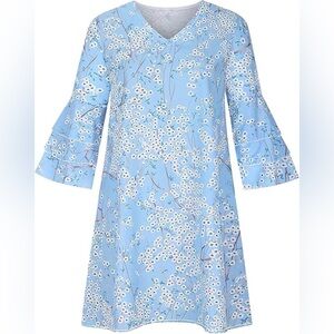 Floral A-Line Dress with Bell Sleeves